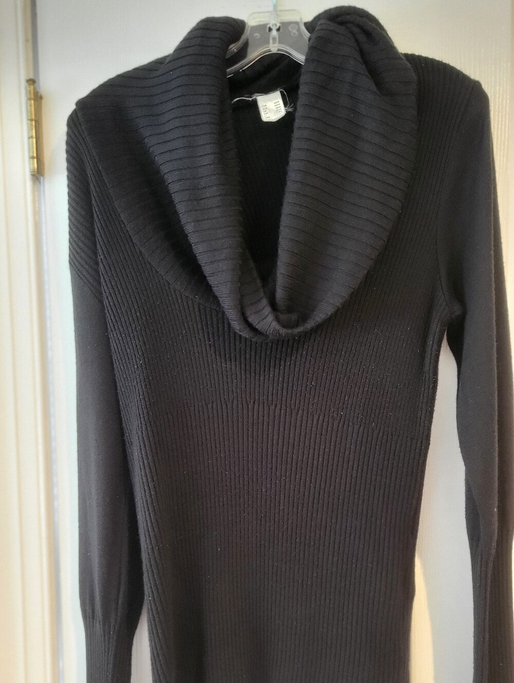 VENUS Black Ribbed Cowl Neck Sweater